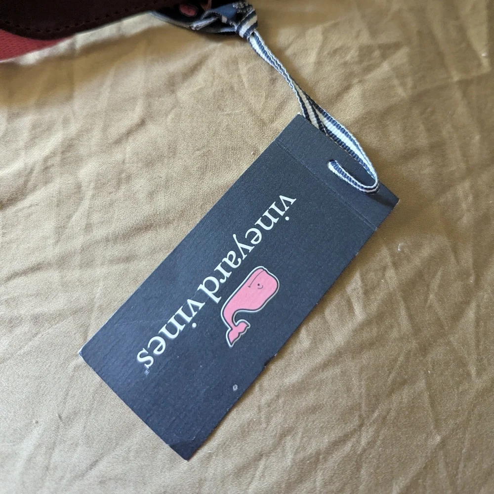 Vineyard Vines Pink Canvas And Leather Belt